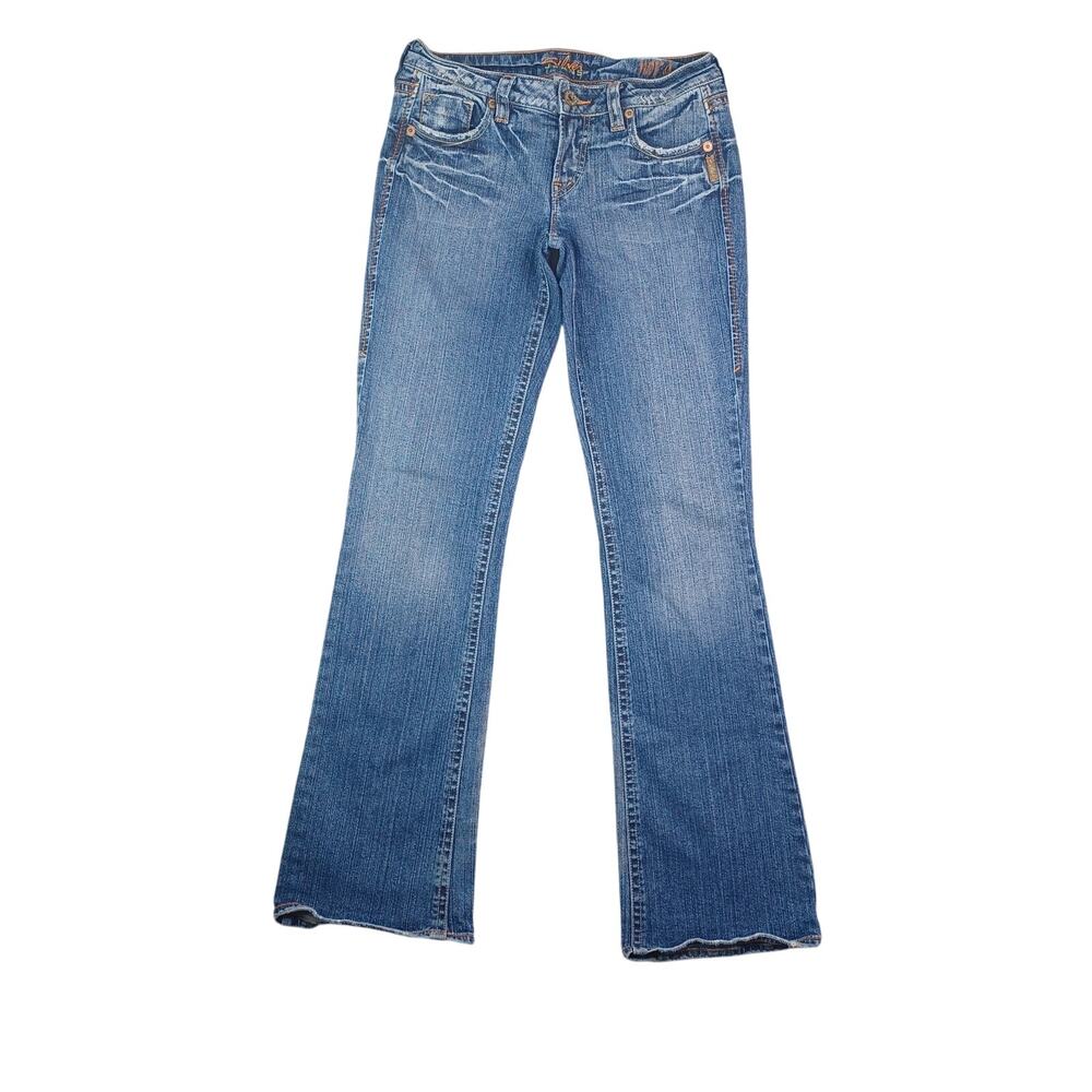Silver Jeans Nora Flare Jeans Women's 28 Blue‎ Low Rise Distressed 90s Y2K 28x35